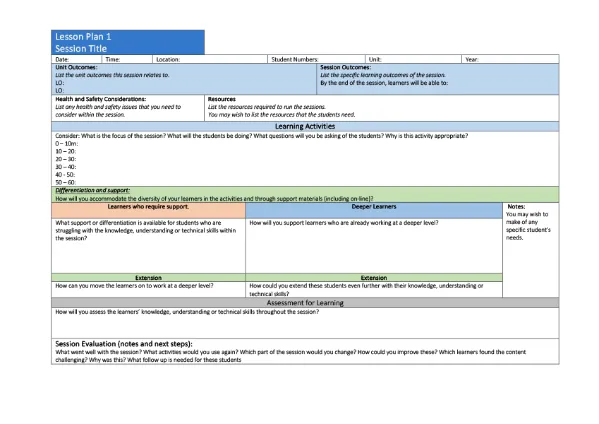 Example lesson plan 1