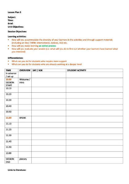 Example lesson plan 3