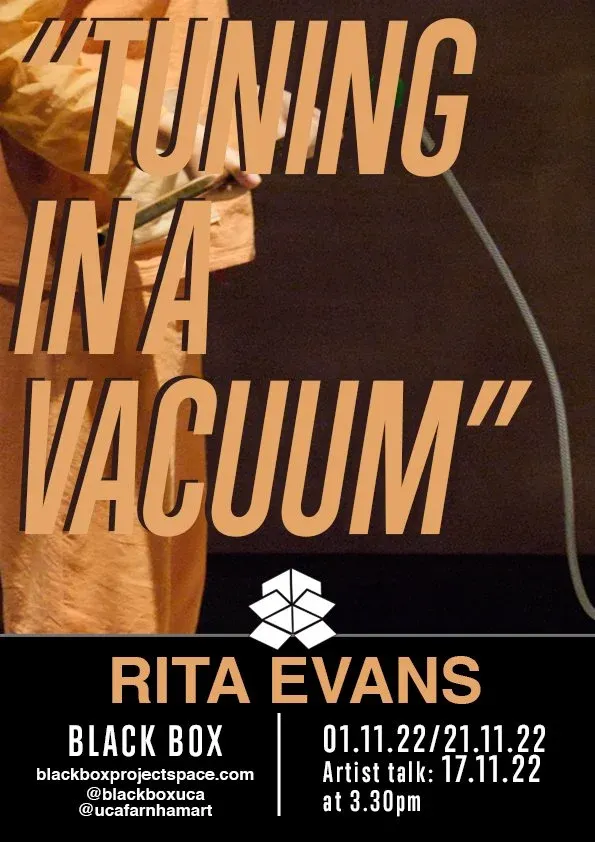 Poster for the exhibition Tuning in a Vacuum by Rita Evans