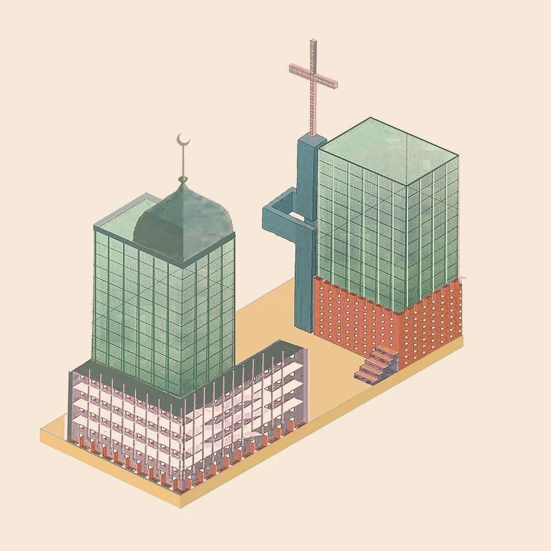 A drawing design of a space for worship by Hamza Shaikh