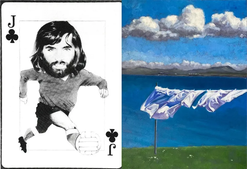 A side by side of work by artist Ann Hawksley from 1974 and 2024