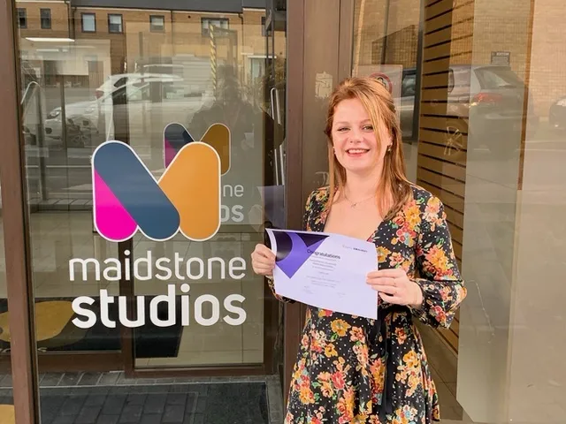 TV production graduate Anouk Jansen with her BAFTA albert certificate