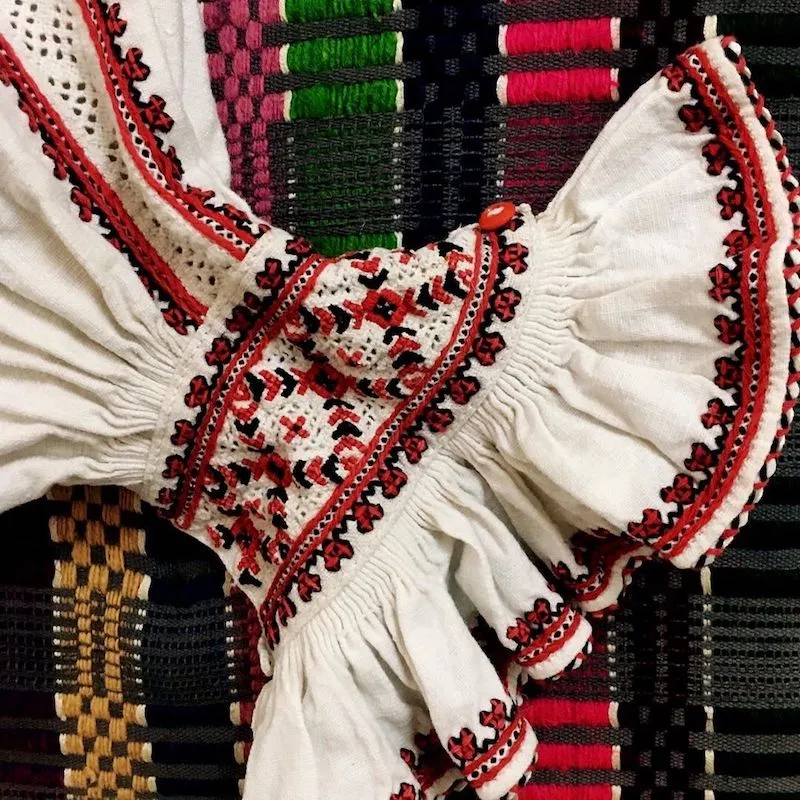Detail of a Romanian blouse from Bihor on show at the Museum of Beius. Photo credit Andreea Tanasescu