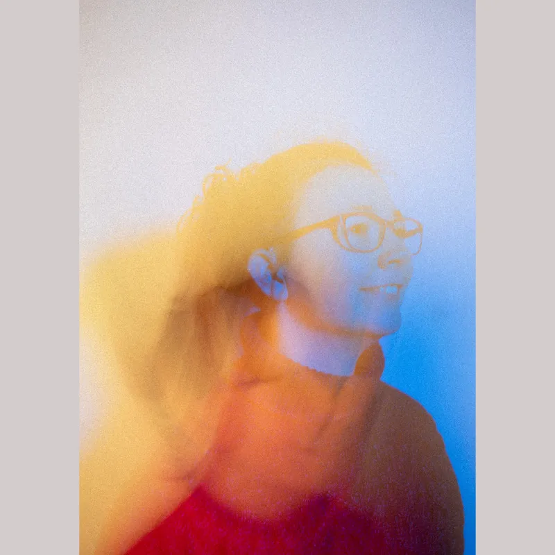 A distorted colour portrait of a girl.