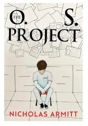 A book cover of THE OS project showing an illustrated character sitting with his head down