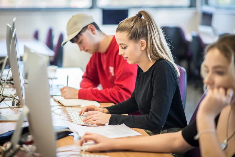 Business School students studying on the Epsom campus, Dec 2018