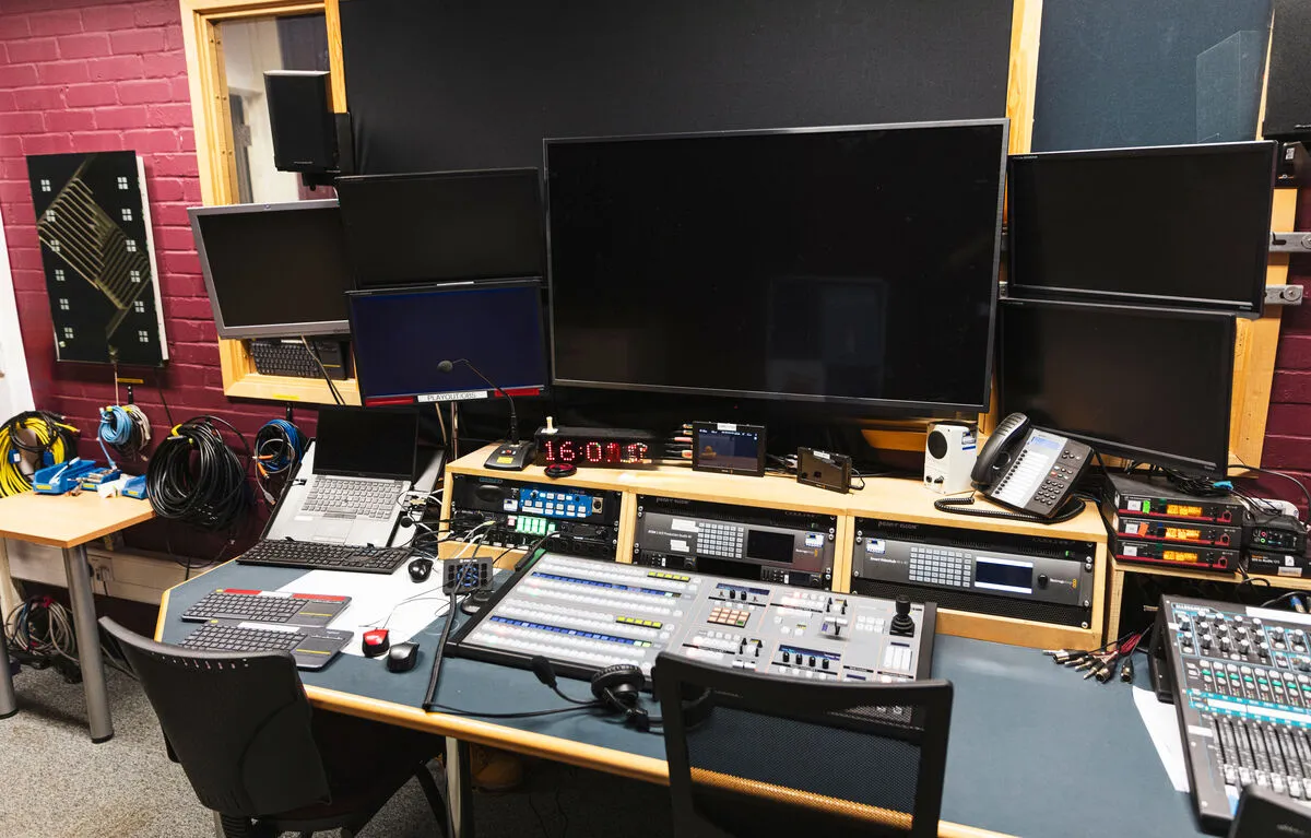 Interior of the TV control room