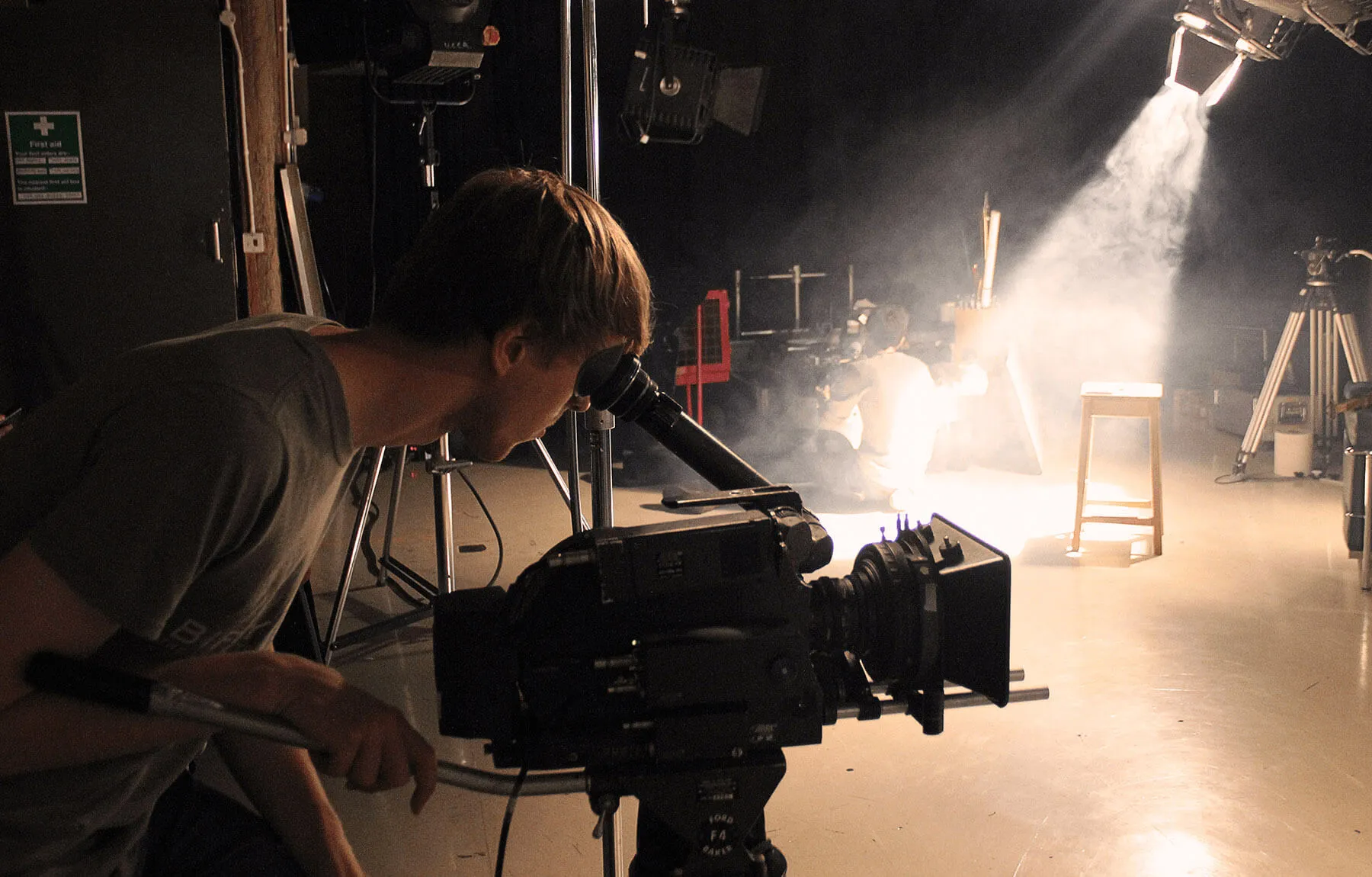 Student in UCA Farnham film studio