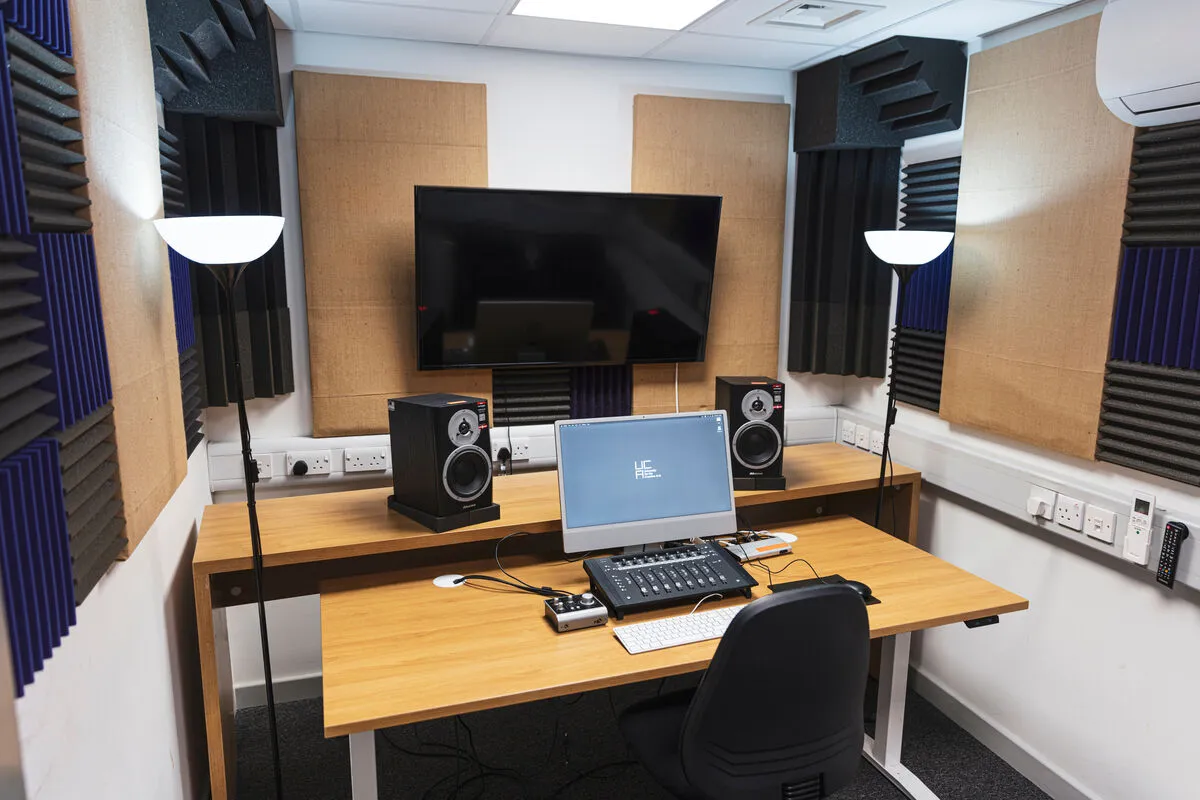 Interior of the Pro Tools Mixing Suite