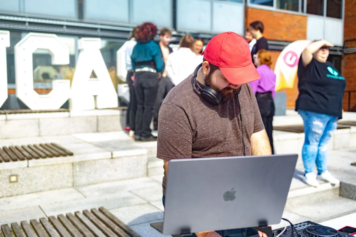 A DJ at the Freshers' Fair