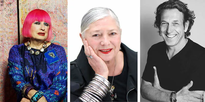 From l-r: Dame Zandra Rhodes Photo © Sarah Mireya, Wendy Dagworthy Photo © Jonathan Prew © Stephen Webster Photo © Rankin