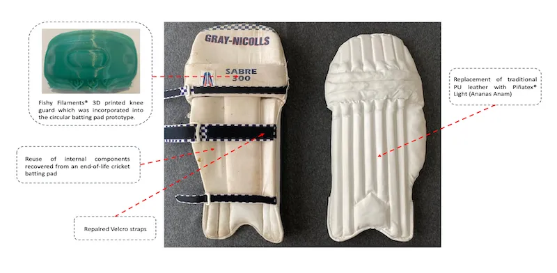 Circular batting pads including reuse of internal components, repair of Velcro straps and 3D printed internal components using Fishy Filaments for the knee protector