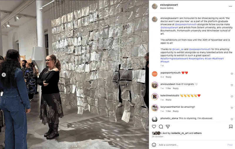 Eloise Gleave's Instagram post