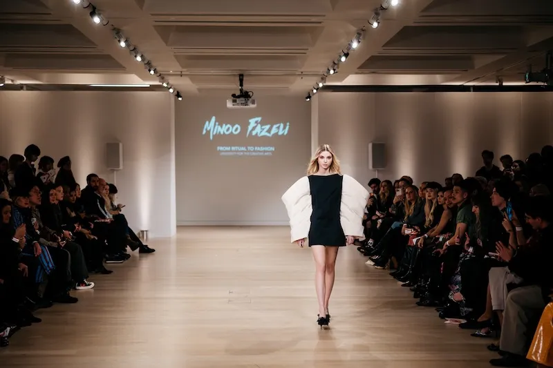 Minoo Fazeli's collection on the catwalk at LFW 2026