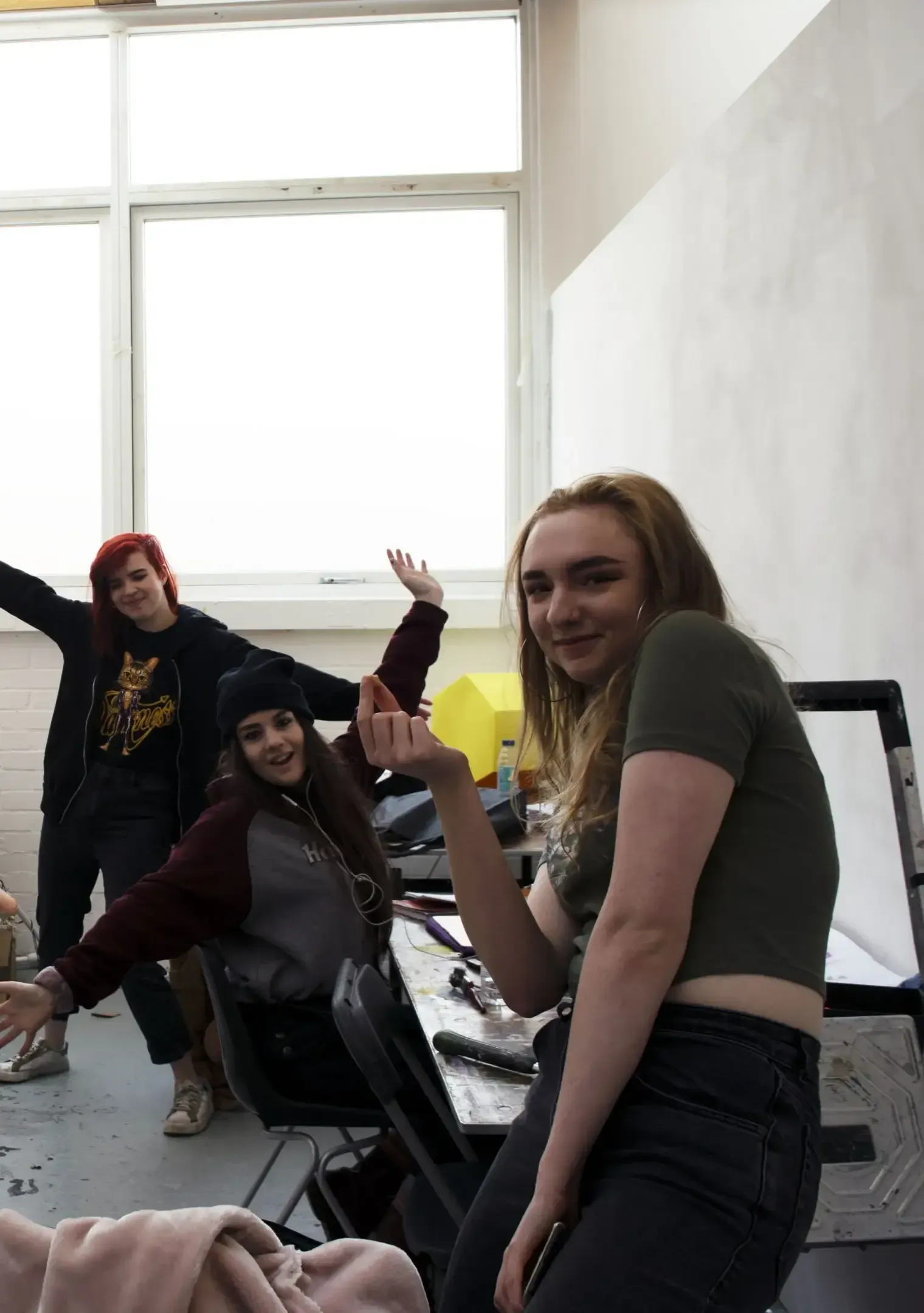 Ellie Turner talking with friends