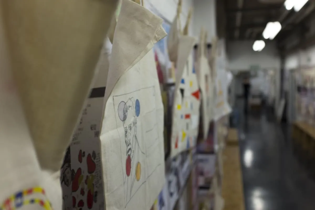 student work hanging in a gallery