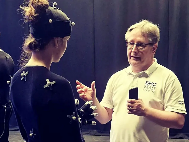 Actor with Asa Burrows, CEO and founder of SKC Games and 1956 Individuals.