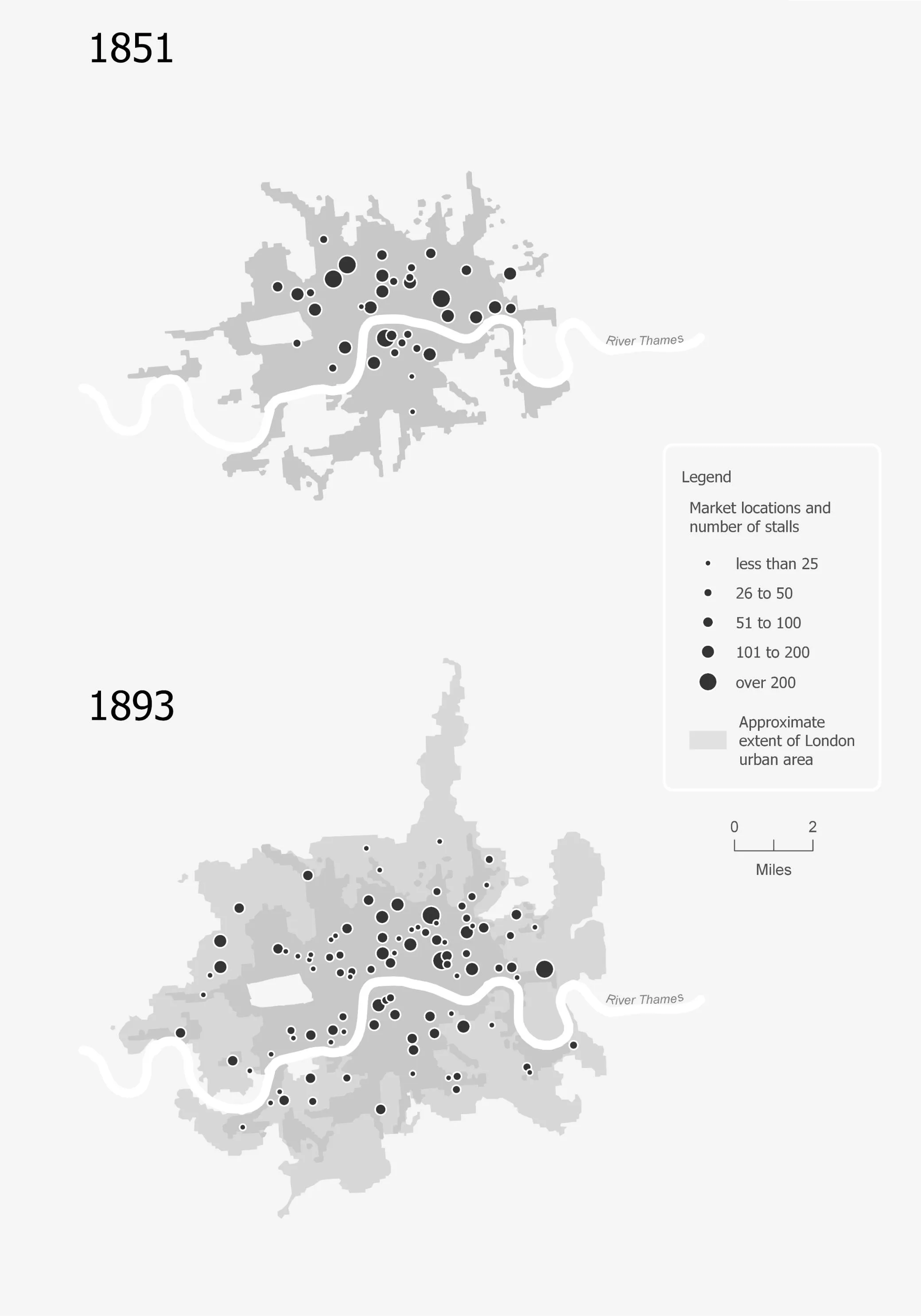 map of London's street marketings in the 19th century