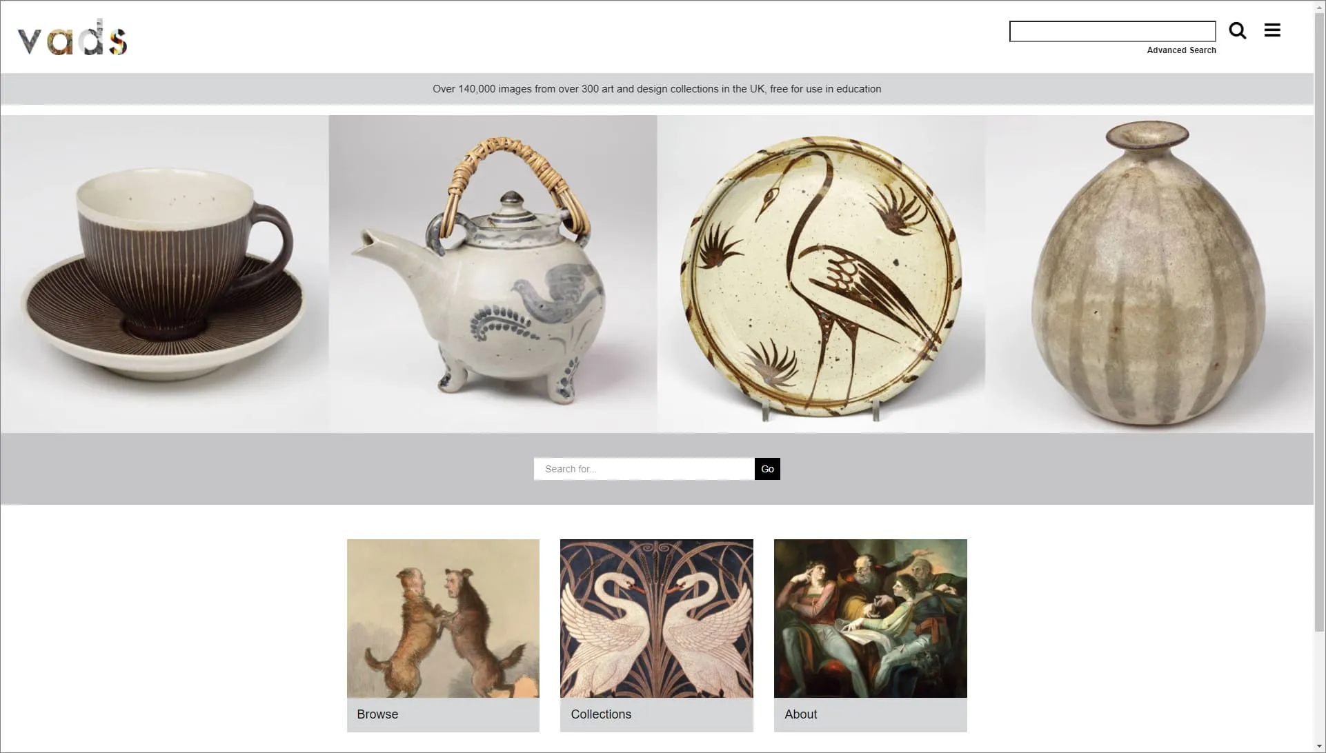 VADS homepage screenshot