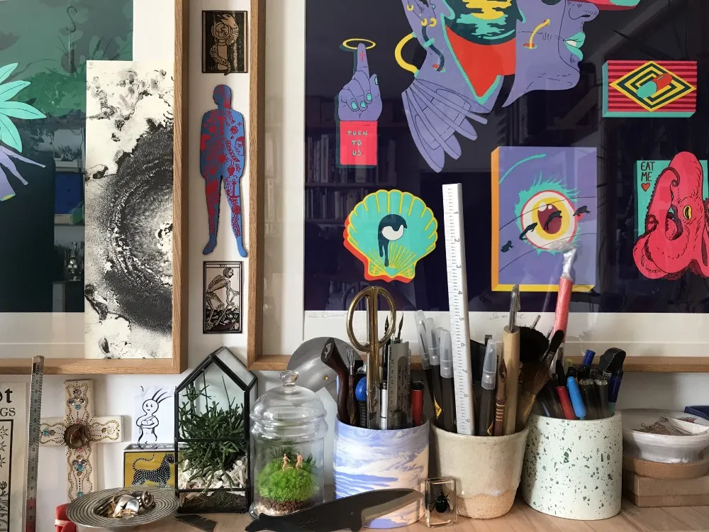 Printmaking technician Léa Dalissier’s workstation