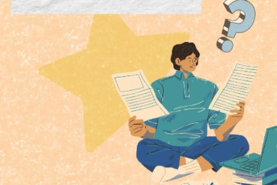An illustration of someone reading paperwork