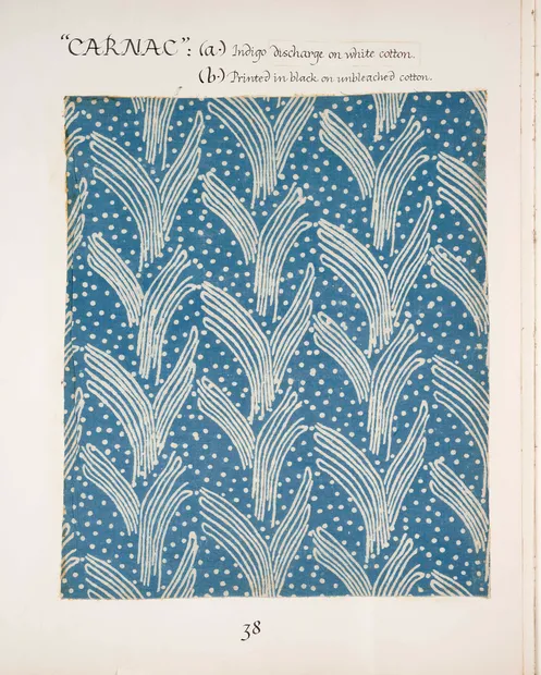 Page from Volume 1 of ‘Phyllis Barron 1890–1964 Dorothy Larcher 1884–1952: A record of their block-printed textiles’ compiled by Robin Tanner in the 1970s, showing the design ‘Butterfly’. © Crafts Study Centre (2001.1.a.38)