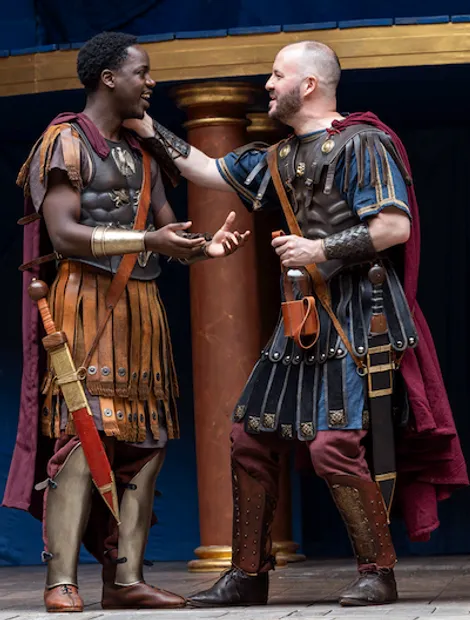 Gabin Kongolo with a fellow player in Antony and Cleopatra