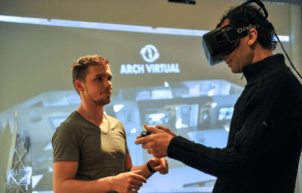 VR headset being used in the TraKLAB