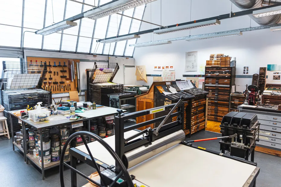 Interior of the Letterpress Studio