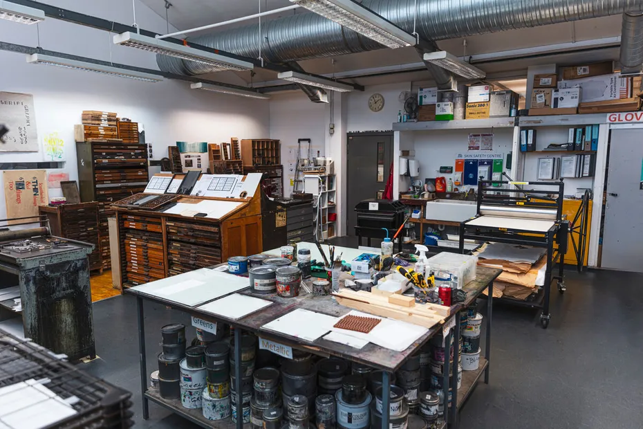 Interior of the Letterpress Studio