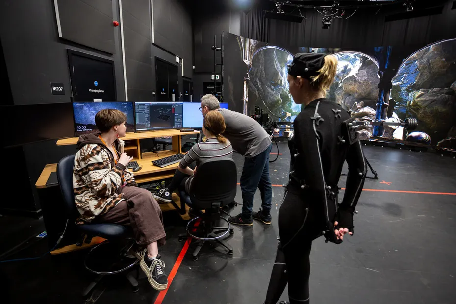 Students using the Games Motion Capture Studio