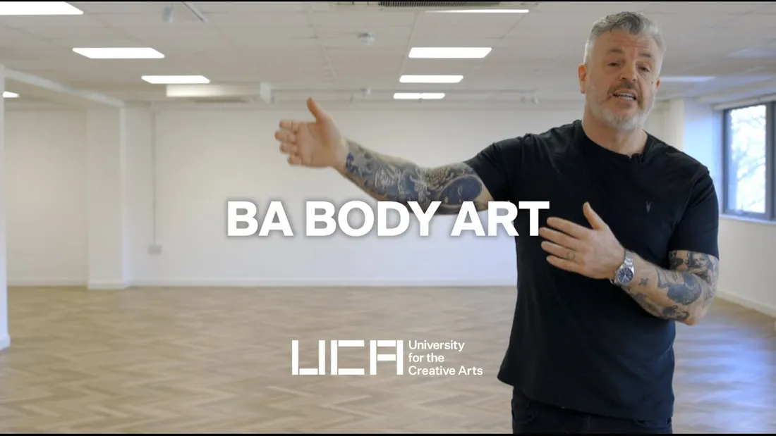 A still from the intro to the Body Art degree video