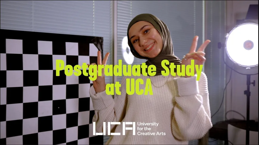 Postgraduate study at UCA: student posing to the camera