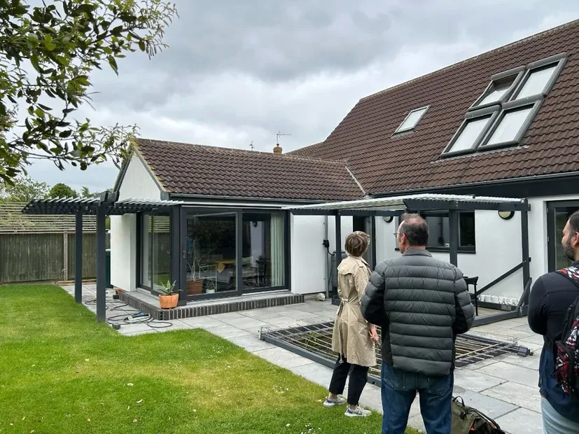 Attendees at a stop during the site walk event
