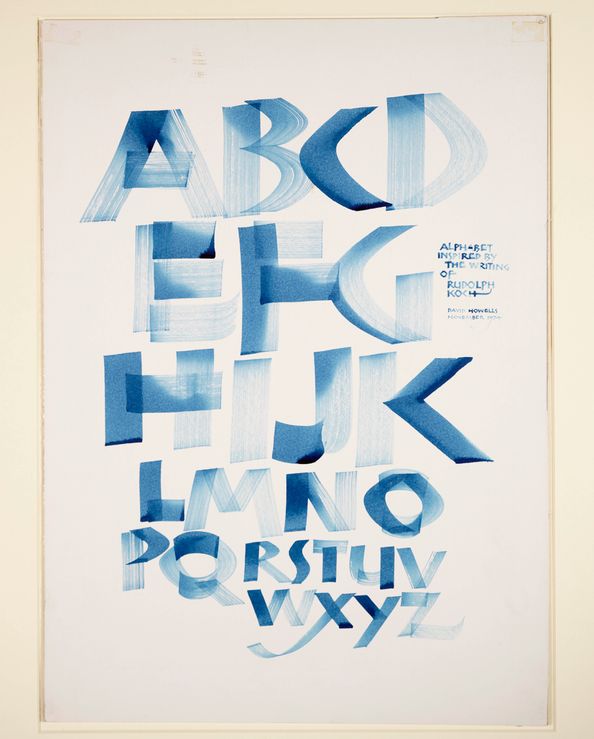 ‘Alphabet’, paint on paper. David Howells, 1974. © Estate of the artist / Crafts Study Centre (C.87.35)