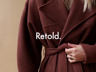 Cover art for Clare Lewis' Retold website, showing a vintage coat