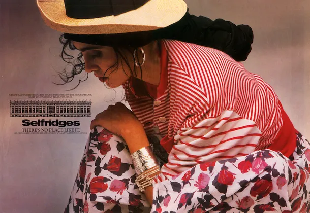 An image of Wendy Dagworthy clothing, advertised by Selfridge's in 1987