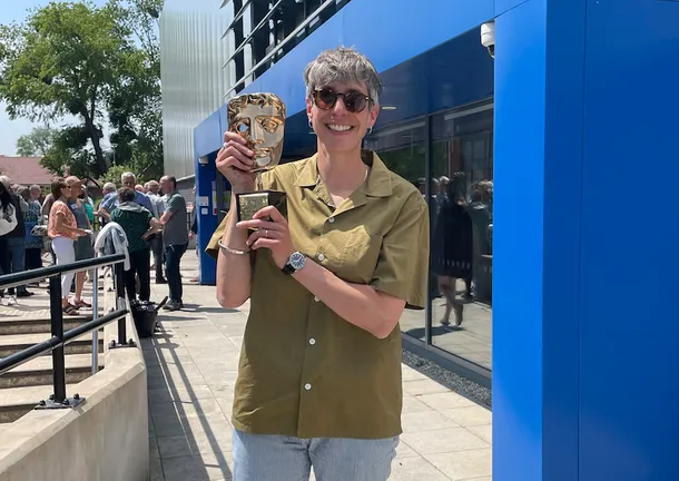 Adele Fletcher with her craft BAFTA for House of the Dragon