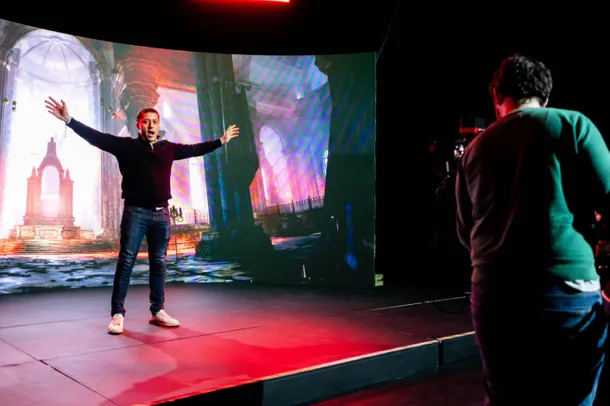 Filming taking place in the Virtual Production Studio