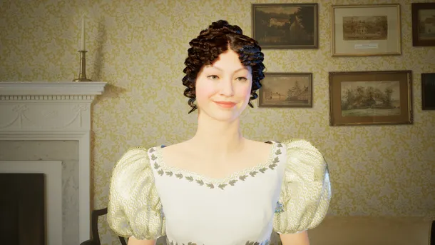 Lizzy Bennet avatar final camera view with post process effects. Image courtesy of UCA and StarPal