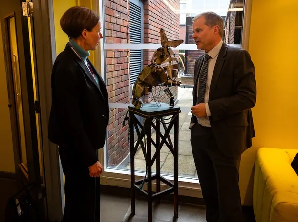 Zoe Smallman Principal of Farnborough Sixth Form College and Mark Ellul UCA Joint Vice-Chancellor