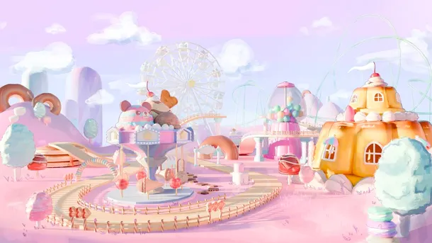 A concept design of a dessert-themed race track for a game
