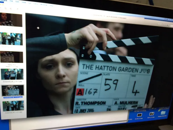 Hayley Dickinson working on set