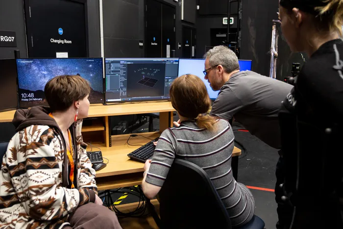 Students using the Games Motion Capture Studio