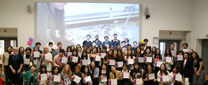 Group shot of all students following certificate ceremony summer school 2024