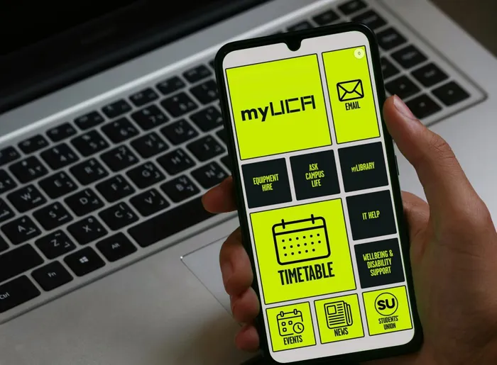 A view of the UCA app homepage on a phone screen
