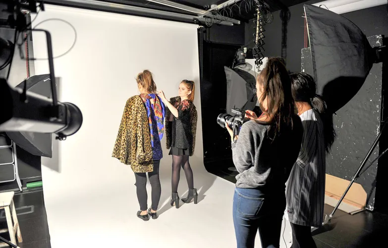 Photography students in UCA Epsom studio