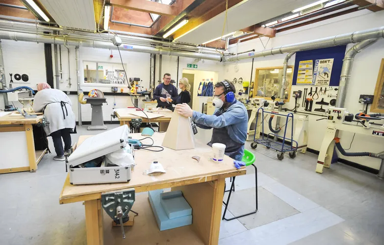UCA student in the materials workshop