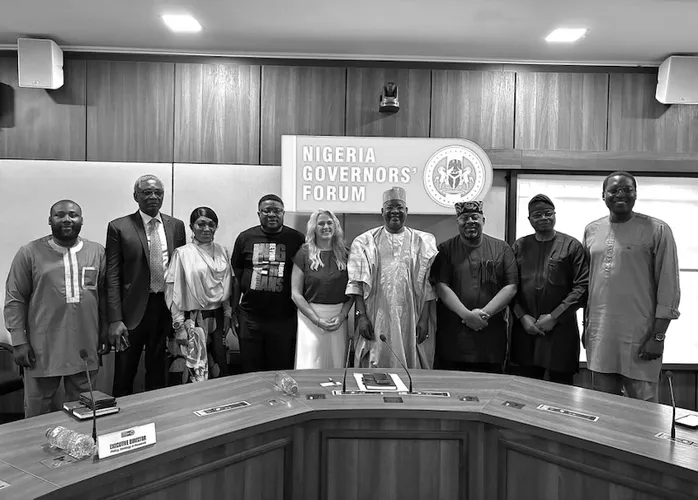 Prof. Lyndsay Duthie at the Nigeria Governors Forum, including Seyi Agboola, Senior Regional Recruitment Manager, Dr Abdullateef Shittu, Director-General (DG) of the NGF and Obi Asika, Director General of NCAC