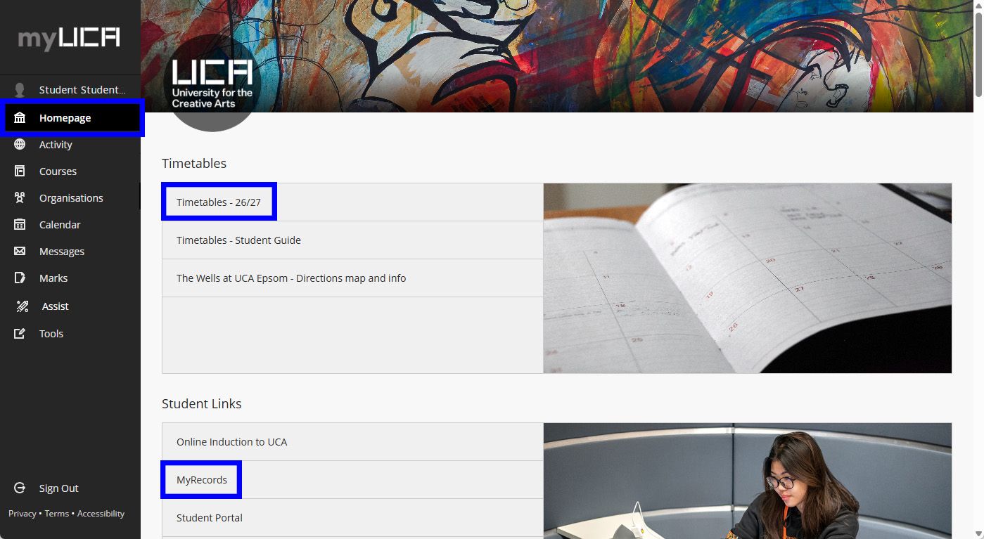 myUCA Homepage